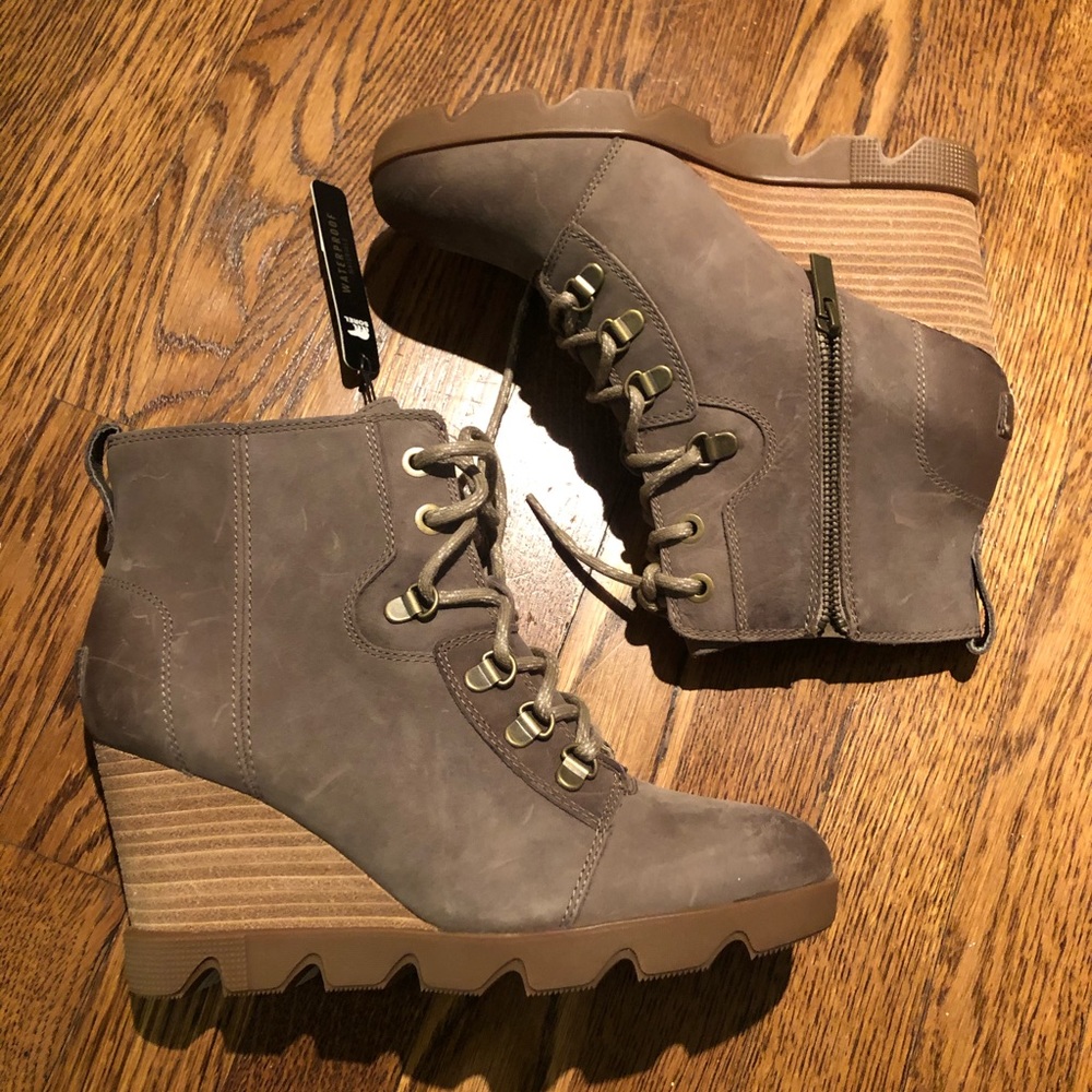 Sorel Joan Uptown boots khaki lace up wedge boots - Picture 14 of 14